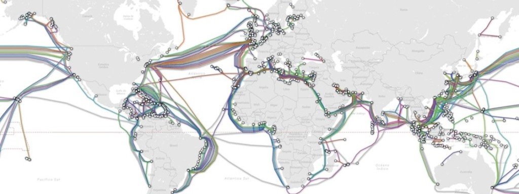 Mapa rede mundial de fibra óptica